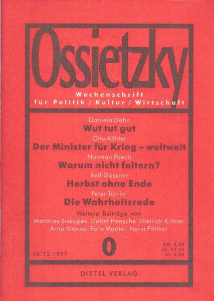 Ossietzky. Zweiwochenschrift für Politik/ Kultur/ Wirtschaft; 12/97.