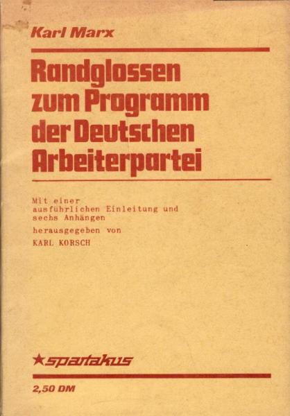 Randglossen zum Programm der Deutschen Arbeiterpartei.
