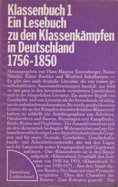 Klassenbuch; Teil: 1., 1756 - 1850.
