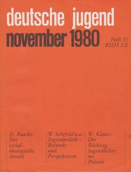 Deutsche Jugend. Zeitschrift für Jugendfragen und Jugendarbeit; 28. Jg., Heft 11, November 1980.