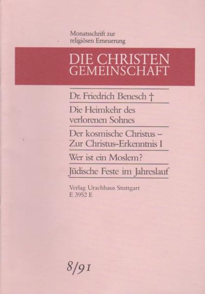 Die Christengemeinschaft. Monatsschrift zur religiösen Erneuerung, 63 Jg., Heft 8/1991.