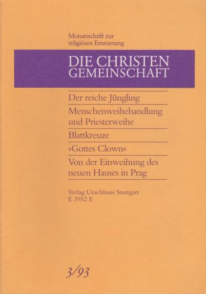 Die Christengemeinschaft. Monatsschrift zur religiösen Erneuerung, 65 Jg., Heft 3/1993.