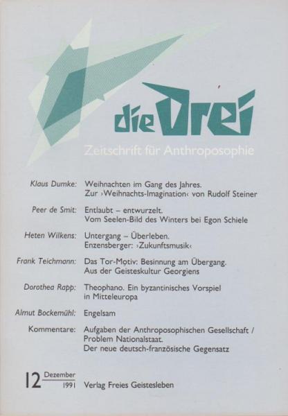 Die Drei. Zeitschrift für Anthroposophie; 61. Jahrg., Heft 12, Dezember 1991.