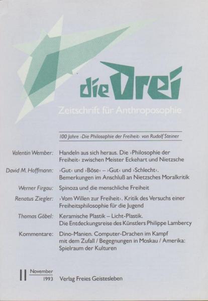 Die Drei. Zeitschrift für Anthroposophie; 63. Jahrg., Heft 11, November 1993.