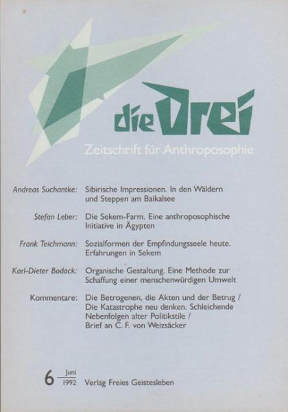 Die Drei. Zeitschrift für Anthroposophie; 62. Jahrg., Heft 6, Juni 1992.
