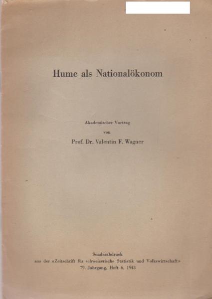 Hume als Nationalökonom: Akademischer Vortrag.
