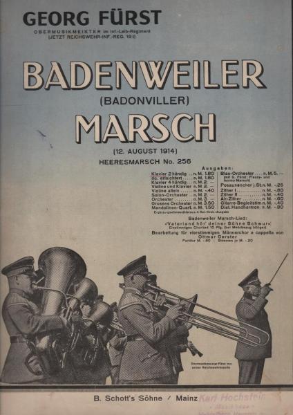 Badenweiler Marsch (12. August 1914) : Heeresmarsch No. 256