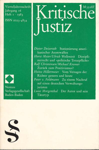 Kritische Justiz ; Heft 1. Jahrgang 16.