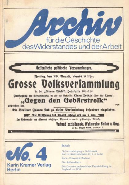 Archiv für die Geschichte des Widerstandes und der Arbeit ; No. 4