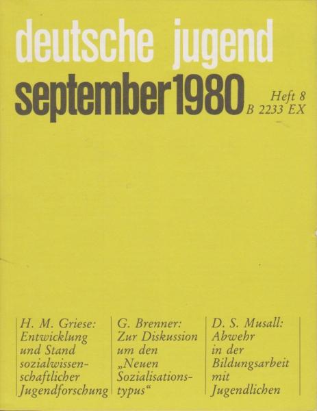 Deutsche Jugend. Zeitschrift für Jugendfragen und Jugendarbeit; 28. Jg., Heft 9, Sept. 1980.