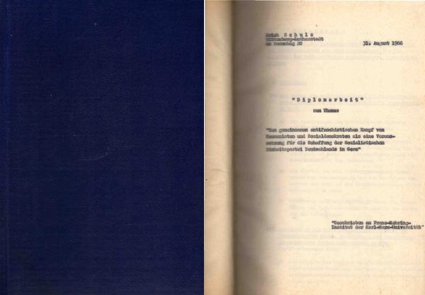 Zum gemeinsamen antifaschistischen Kampf von Kommunisten und Sozialdemokraten als eine Voraussetzung für die Schaffung der Sozialistischen Einheitspartei Deutschlands in Gera. [Typoskript]
