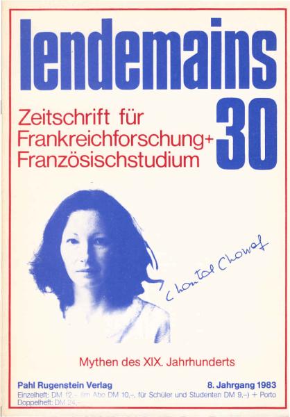 Lendemains 30. Zeitschrift für Frankreichforschung + Französischstudium. Thema: Mythen des XIX. Jahrhunderts.