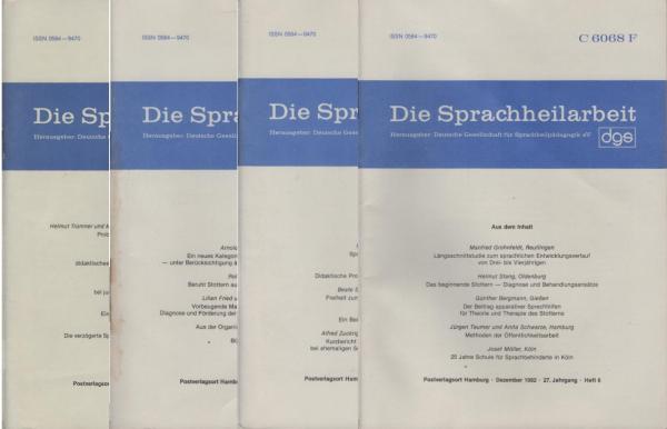 Sprachheilarbeit. 27. Jahrgang. 1982. [4 von 6 Hefte]