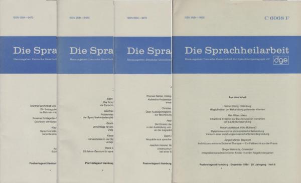 Sprachheilarbeit. 29. Jahrgang. 1984. [4 von 6 Hefte]