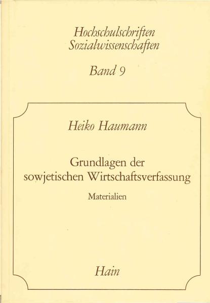 Grundlagen der sowjetischen Wirtschaftsverfassung : Materialien.