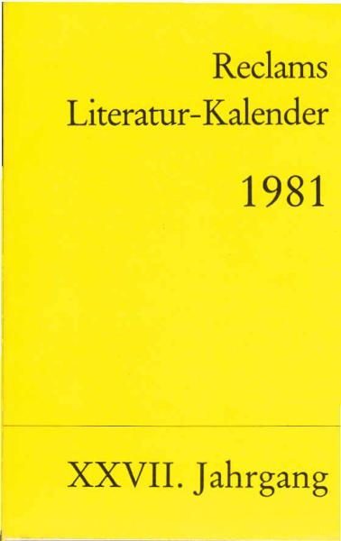 Reclams Literatur-Kalender 1981