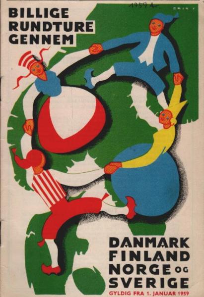 Billige Rundture Gennem : Danmark, Finland, Norge og Sverige. Gyldig Fra 1. Januar 1959 (Werbebroschüre)