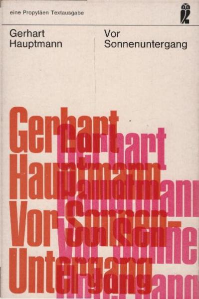 Vor Sonnenuntergang : Schauspiel.