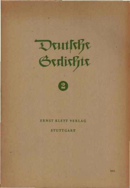 Deutsche Gedichte ; Teil: 2. Für die Mittelstufe.