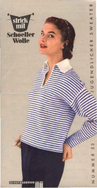 Strick mit Schoeller Wolle ; Nummer 53 Jugendlicher Sweater (Faltblatt)