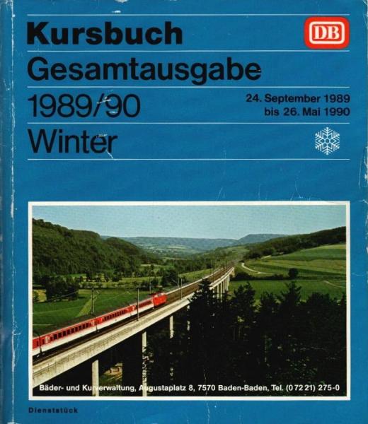 Kursbuch Gesamtausgabe ; Winter 1989/90. 24. September 1989 bis 26. Mai 1990.