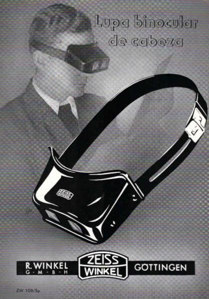 Zeiss Winkel. Lupa binocular de cabeza. [Werbeblatt]