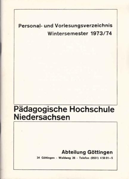 Personal- und Vorlesungsverzeichnis : Wintersemester 1973 / 74.
