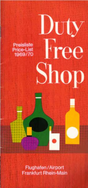 Flughafen / Airport Frankfurt am Main. Duty Free Shop : Preisliste / Pricelist 1969/1970