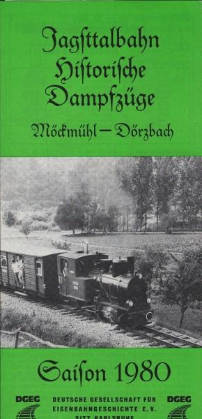 Jagsttalbahn historische Dampfzüge. Möckmühl - Dörzbach. Saisaon 1980 (Faltprospekt)