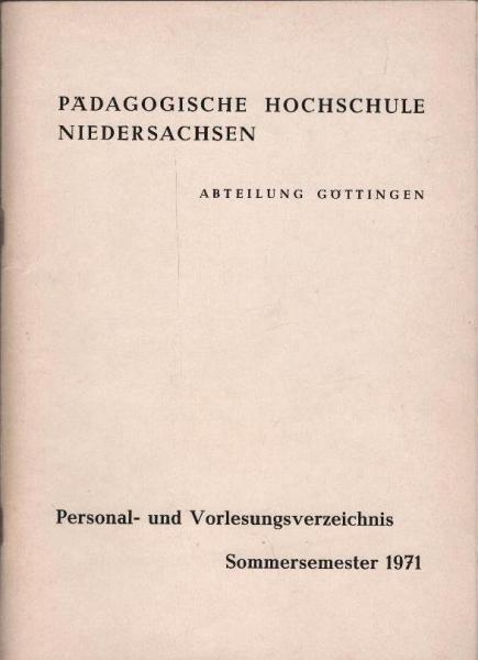 Personal- und Vorlesungsverzeichnis : Sommersemester 1971
