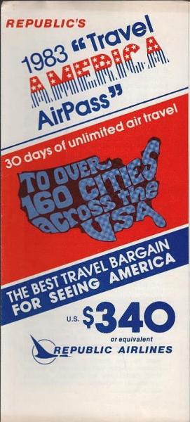 Republic's 1983 "Travel America AirPass" (Faltprospekt)