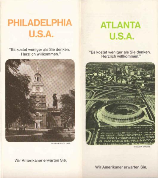 2 Faltblätter : U.S.A. Touristeninformationen mit Stadtbeschreibung.