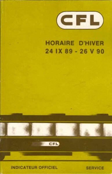 Indicateur officiel CFL. Horaire d´Hiver 1989 / 90 (24.09.1989 - 26.05.1990)