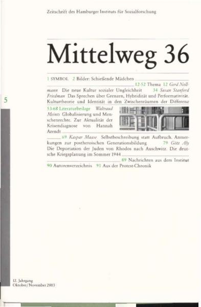 Mittelweg 36 : Zeitschrift des Hamburger Instituts für Sozialforschung; 5/2003 : Symbol, Bilder: Schießender Mädchen