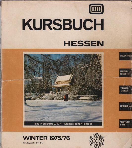 Kursbuch Hessen ; Winter 1975/76. 28. September 1975 bis 29. Mai 1976