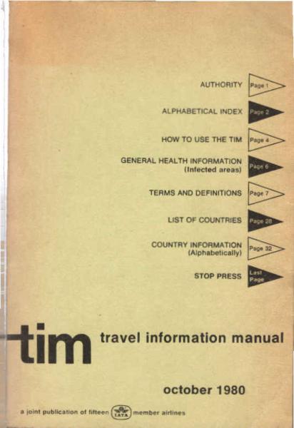 TIM. Travel Information Manual ; October 1980