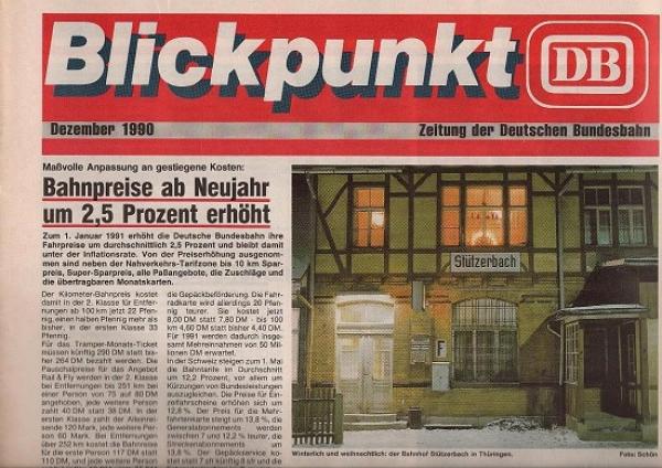 Blickpunkt : Zeitung der Deutschen Bundesbahn; Dezember 1990