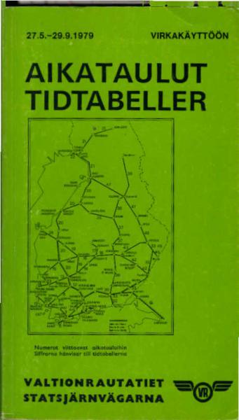 VR. Aikataulut Tidtabeller 27.5.-29.9.1979.