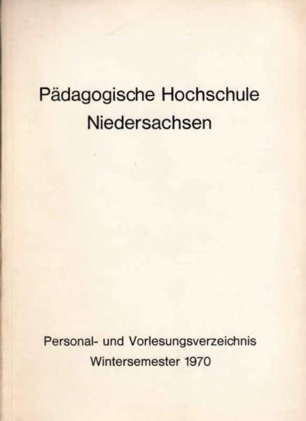 Personal- und Vorlesungsverzeichnis Wintersemester 1970