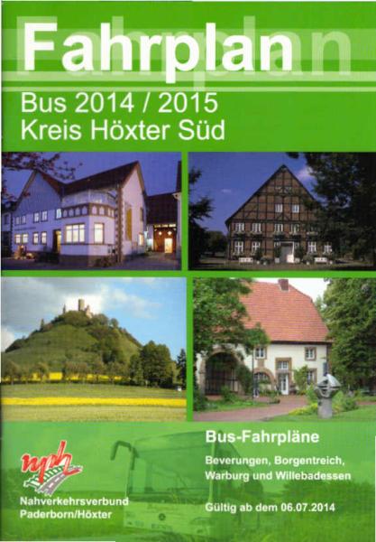 Bus-Fahrplan 2014 / 2015 Kreis Höxter Süd. Gültig ab dem 06.07.2014.