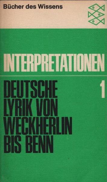 Deutsche Lyrik von Weckherlin bis Benn.