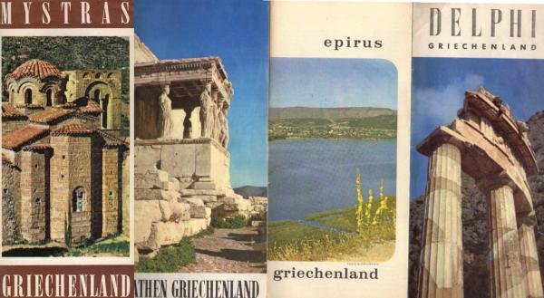 Konvolut von 4 Faltblättern: Griechenland. 1. Delphi ; 2. Athen ; 3. Epirus ; 4.Mystras.