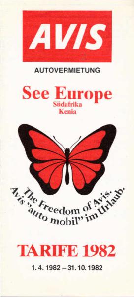 See Europe, Süarfika, Kenia. Tarife 1982, 1.4.1982-31.10.1982 (Faltblatt)