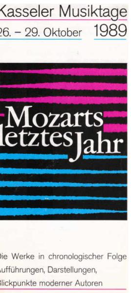 Kasseler Musiktage 26.-29. Oktober 1989. Mozarts letzten Jahre. (Faltblatt)