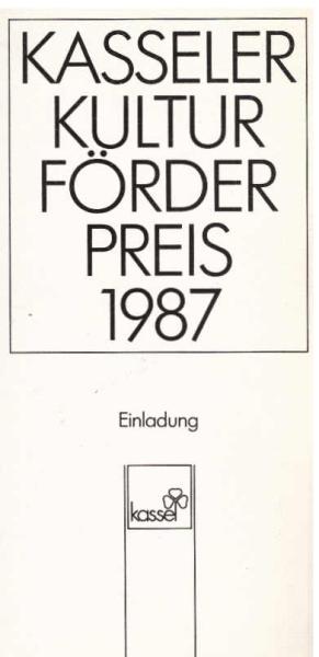 Kasseler Kulturförderpreis 1987 : Einladung.