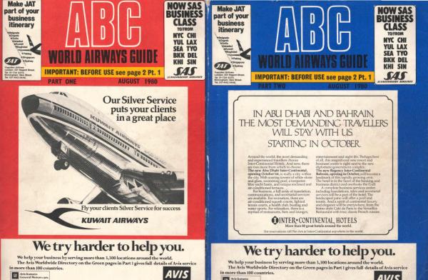 ABC World Airways Guide No. 554 ; August 1980. 2 Parts.