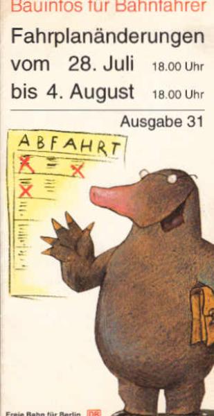 Fahrplanänderungen für Berlin vom 28. Juli bis 4. August 1995 (Faltblatt)