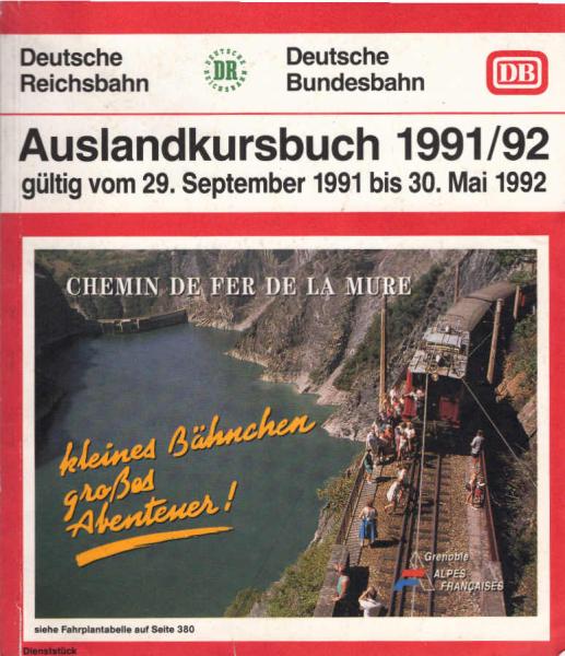 Auslandskursbuch ; Winter 1991/92. 29. September 1991 bis 30. Mai 1992.