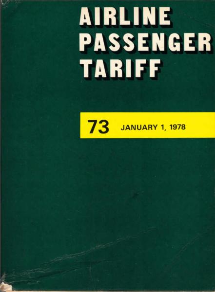 Airline Passenger Tariff (APT) ; No. 73. January 1, 1978.