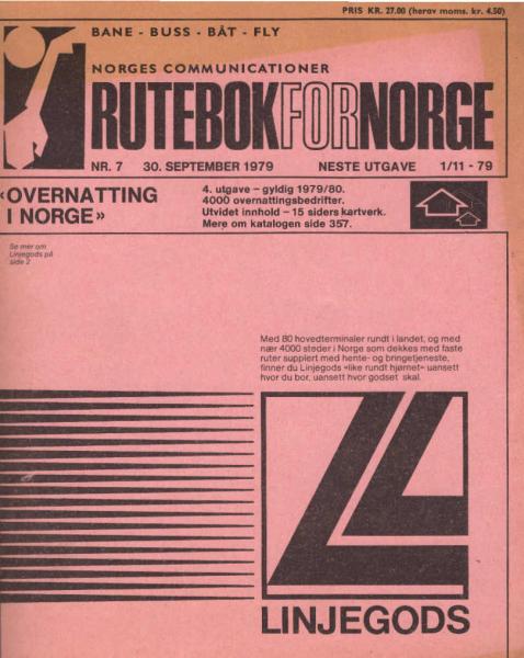 Kursbuch Norwegen 1979 / Rutebok for Norge (Norges Communicationer) ; Nr. 7. 30. September - 31. Oktober 1979.